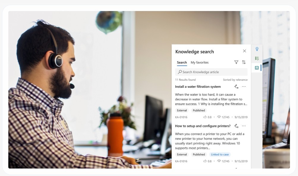 Dynamics 365 Customer Service Copilot knowledge base search